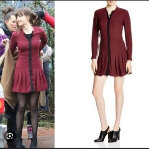 Extremely rare Kooples Burgundy pleated dress. ASO Anastasia Steele.